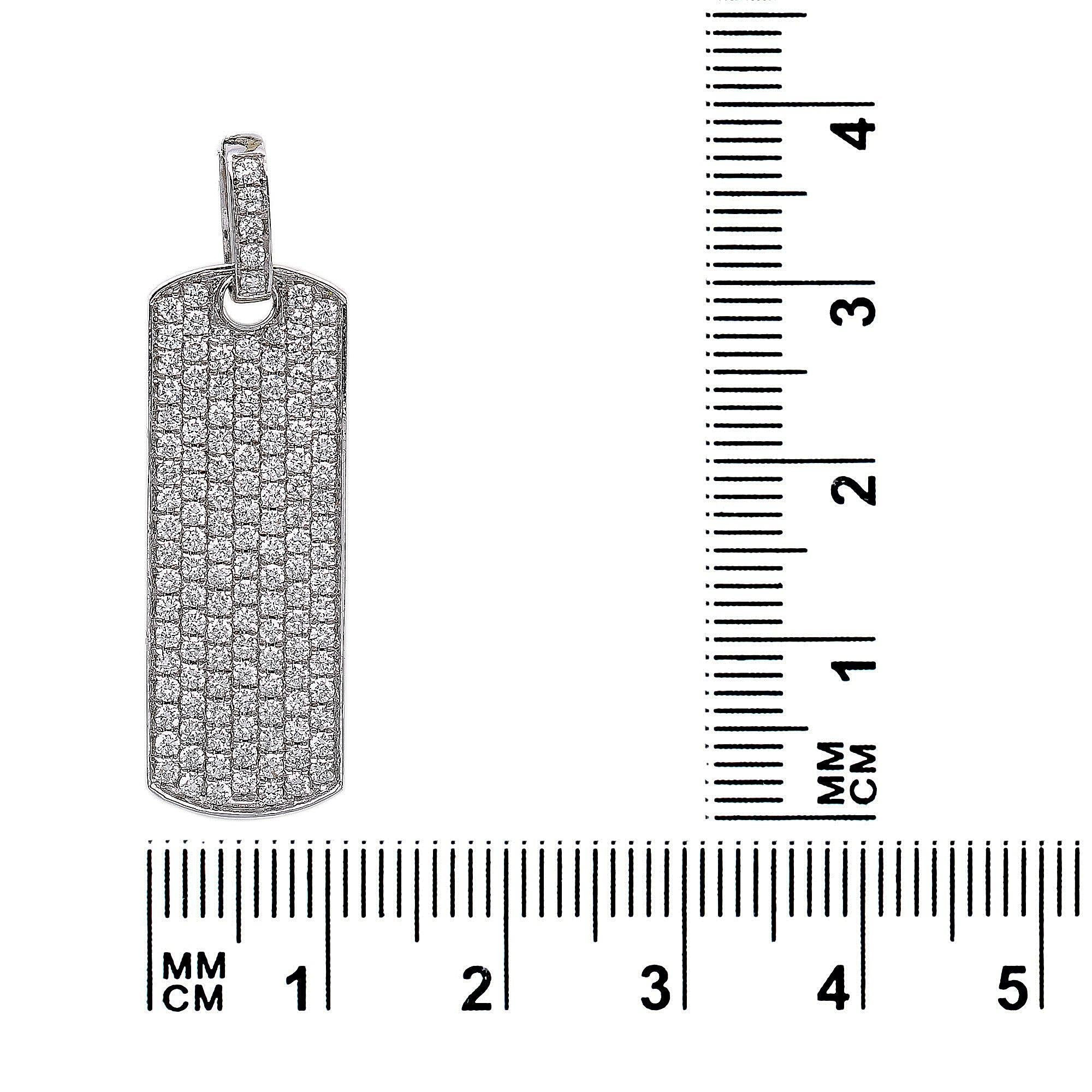 14K White Gold Diamond Rectangular Shaped Pendant