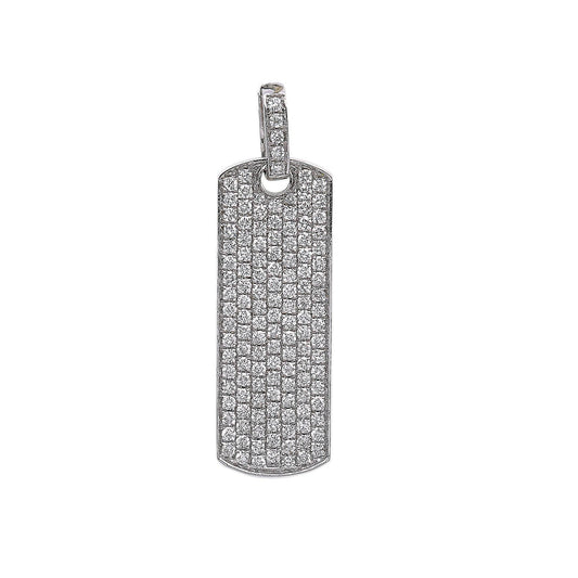 14K White Gold Diamond Rectangular Shaped Pendant