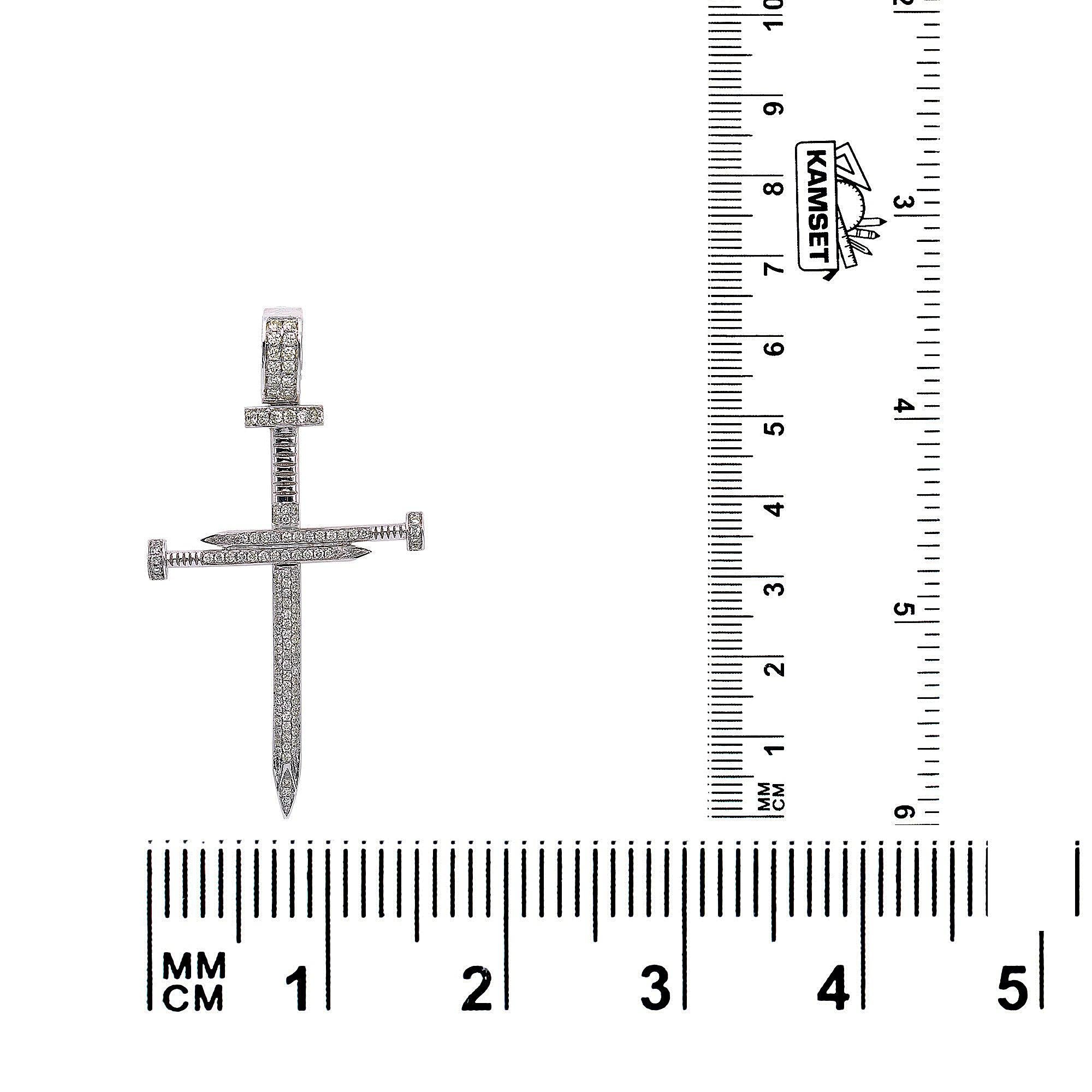 14K White Gold Diamond Cross Shaped Pendant
