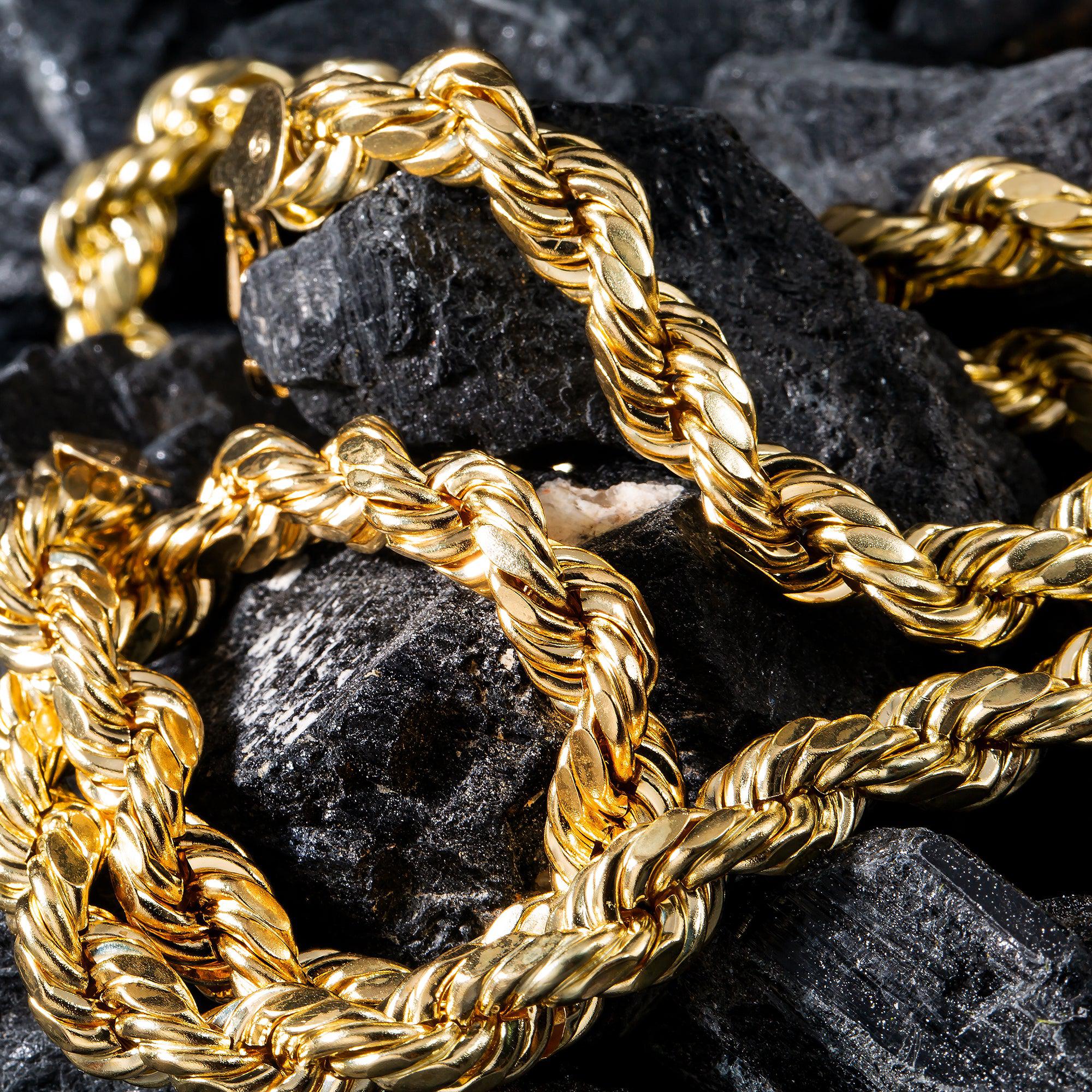 10K Yellow Gold 8.72mm Hollow Rope Chain Available In Sizes 18"-26"