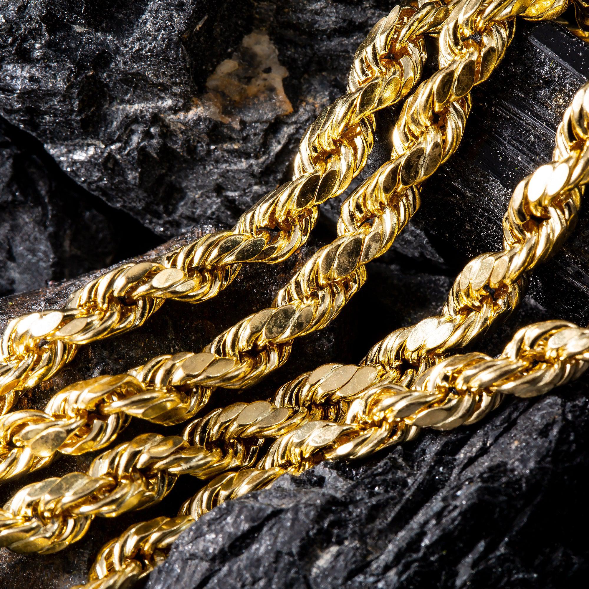 10K Yellow Gold 3.77mm Hollow Rope Chain Available In Sizes 18"-26"