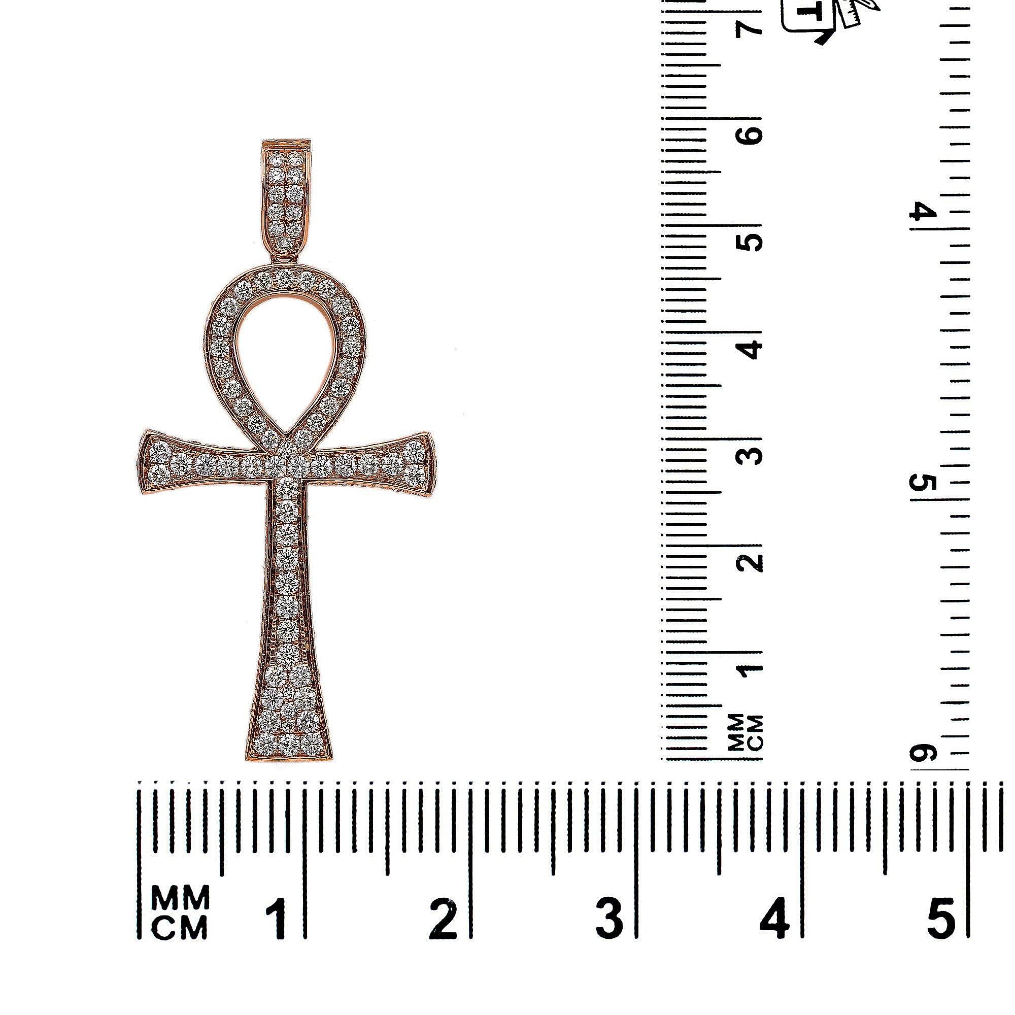 14K Rose Gold Diamond Cross Shaped Pendant