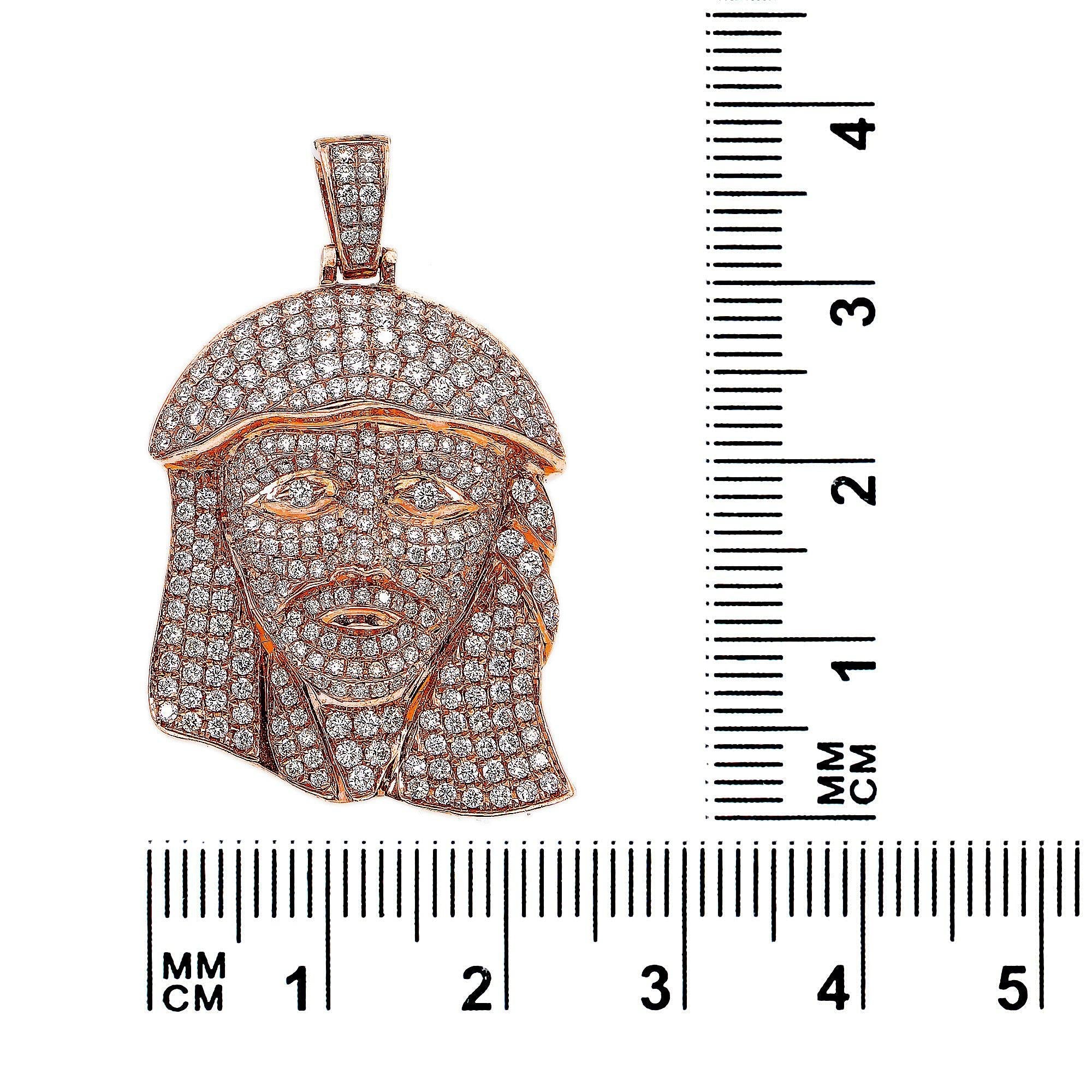 14K Rose Gold Diamond Jesus Head Shaped Pendant