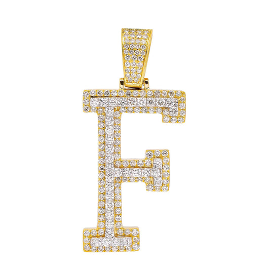 10K YELLOW GOLD O LETTER PENDANT WITH 3.25 CT BAGUETTE DIAMONDS