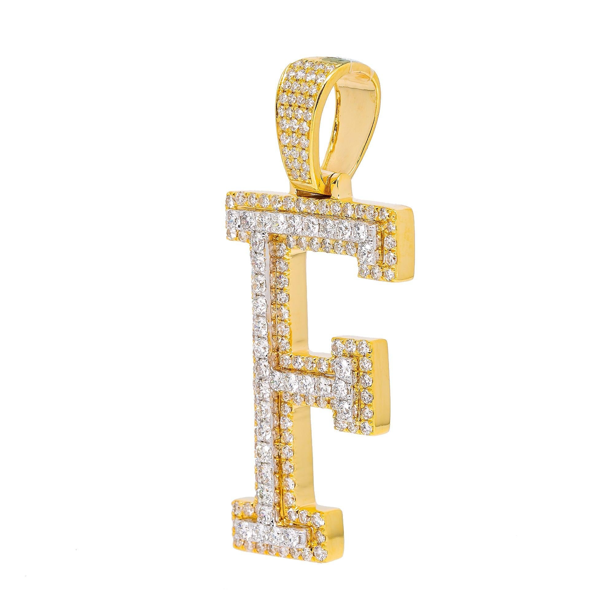 10K YELLOW GOLD O LETTER PENDANT WITH 3.25 CT BAGUETTE DIAMONDS