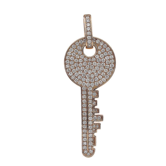 14K Yellow Gold Diamond Key Shaped Pendant