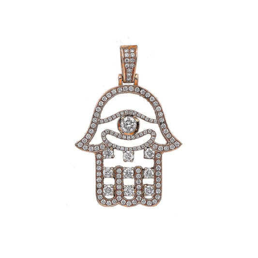 14K Rose Gold Diamond Hamsa Shaped Pendant
