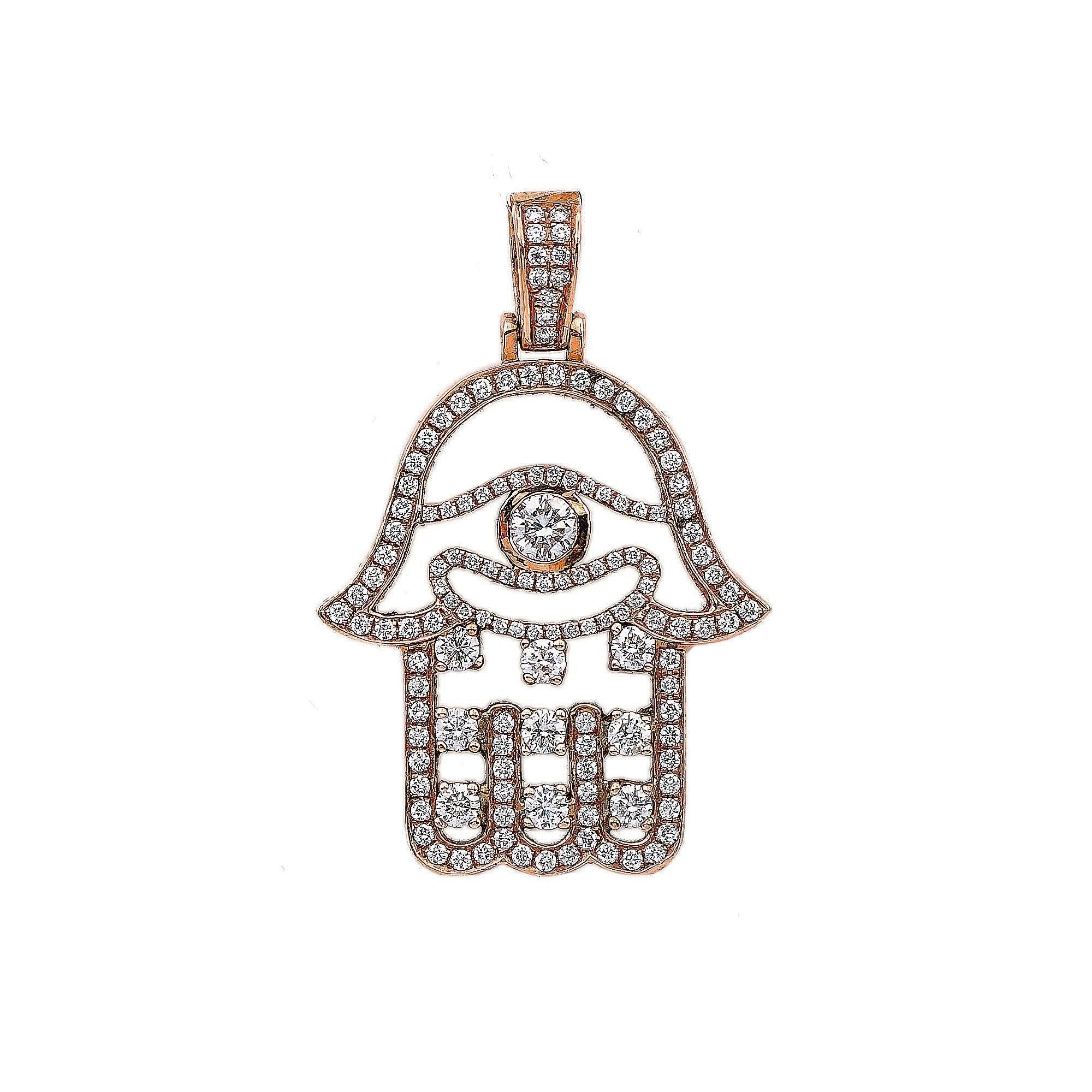 14K Gold Hamsa Shaped Pendant