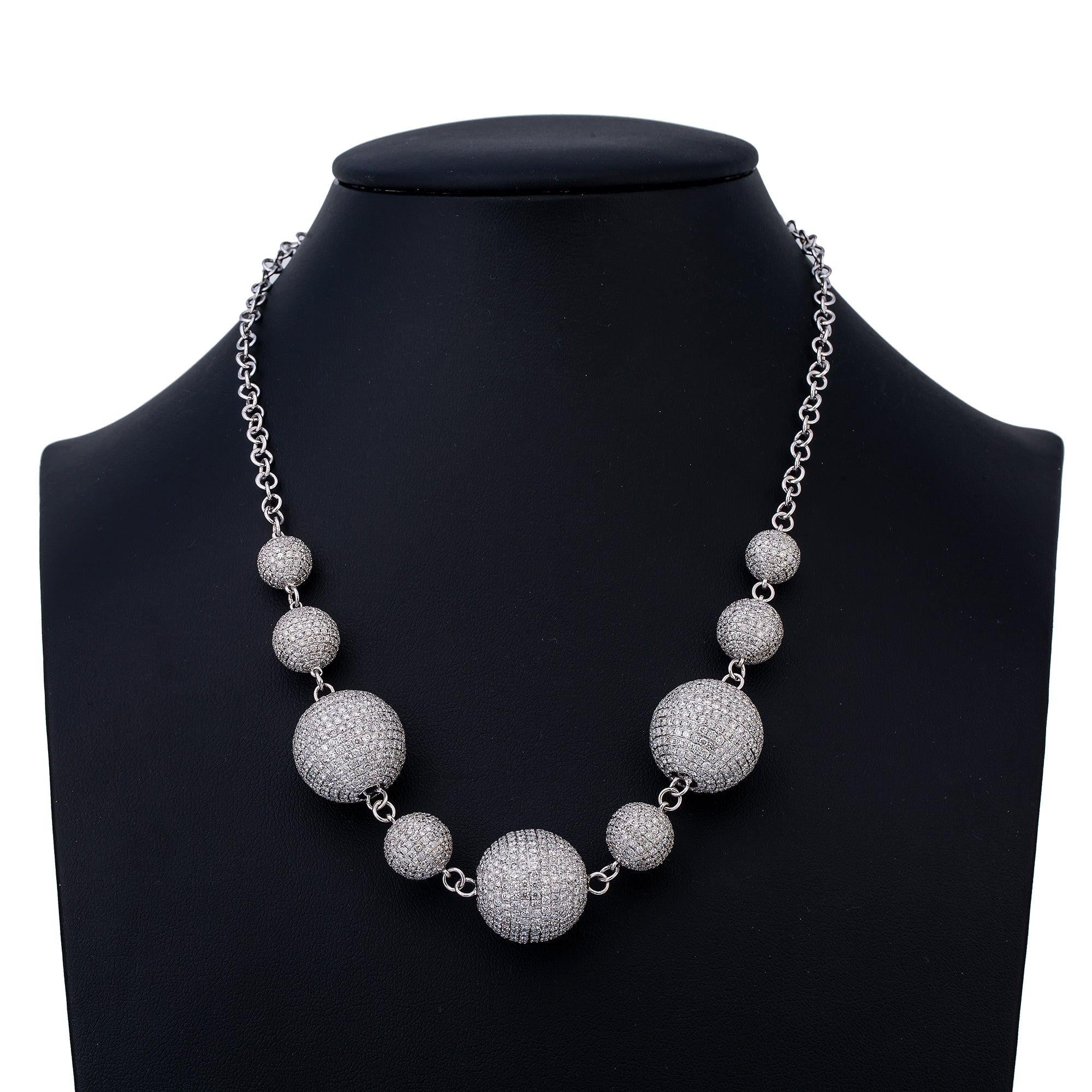 14K White Gold Women's Necklace, 17" Chain and 24.85 CT Diamonds