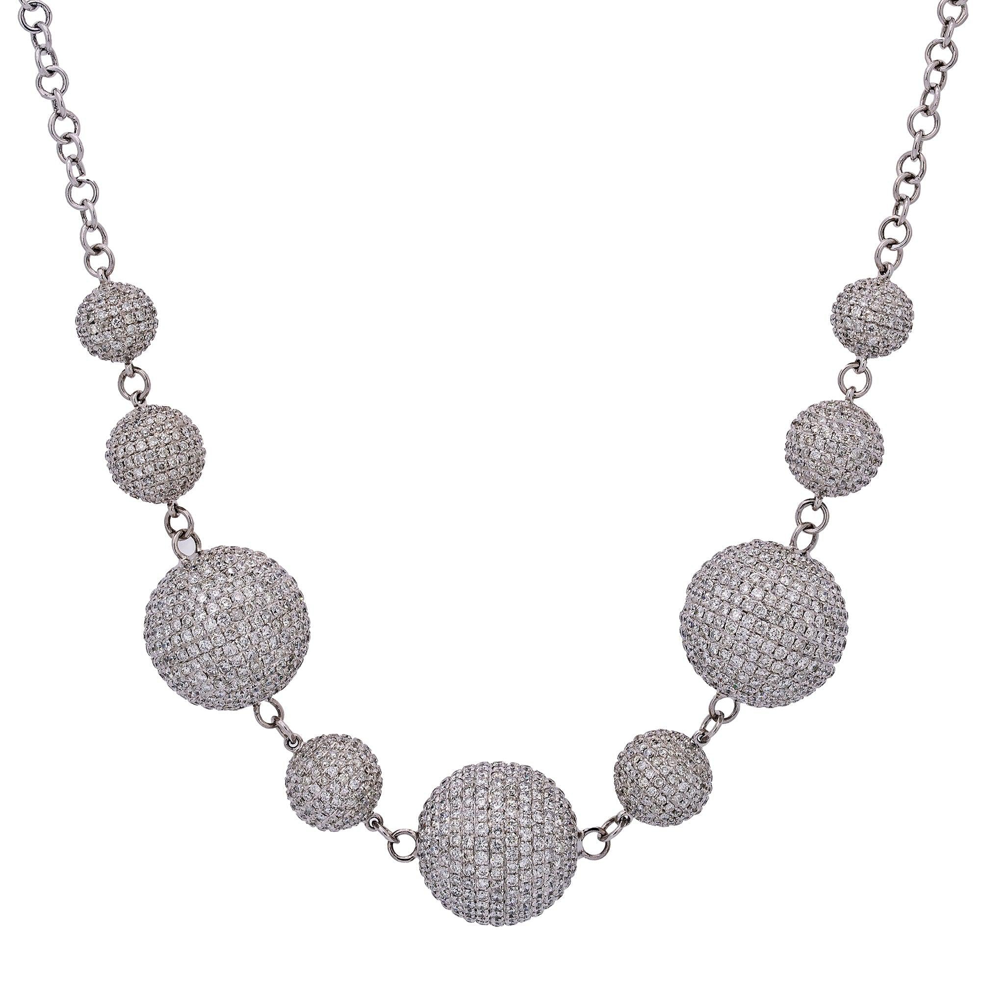 14K White Gold Women's Necklace, 17" Chain and 24.85 CT Diamonds