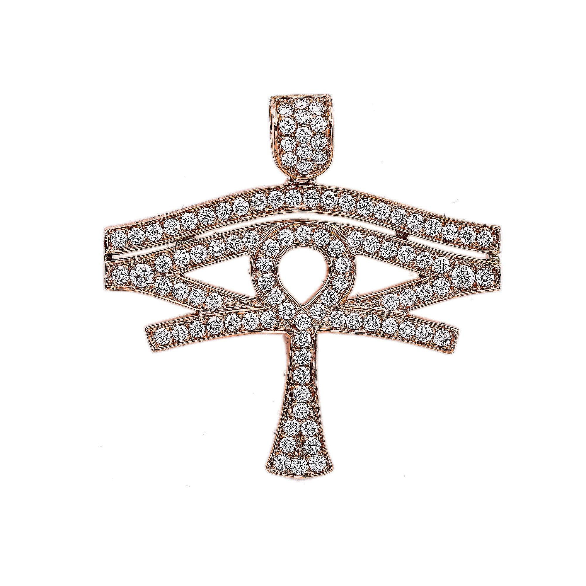 14K Rose Gold Diamond Horus Eye Shaped Pendant