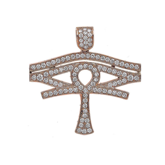 14K Rose Gold Diamond Horus Eye Shaped Pendant