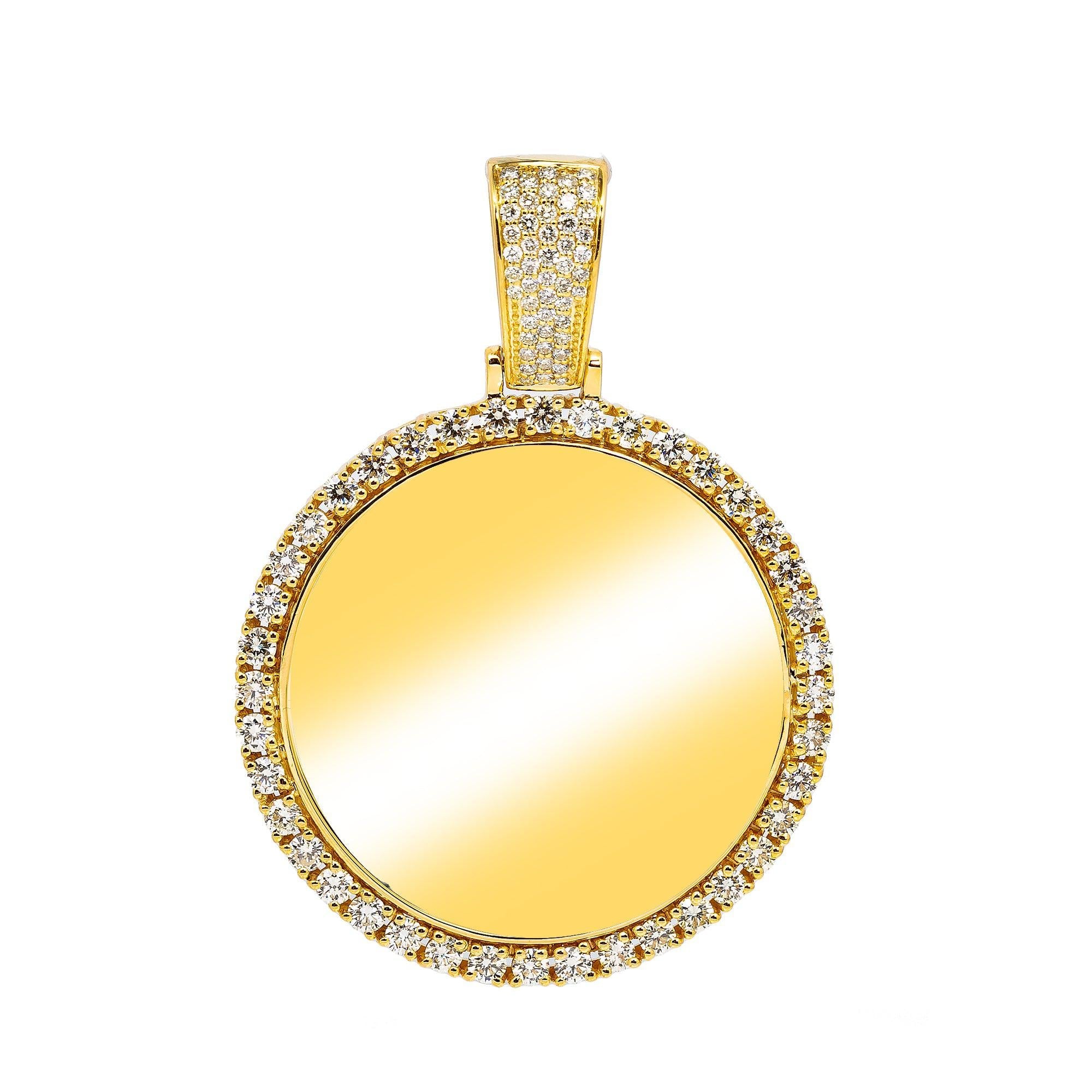 10K YELLOW GOLD CIRCLE PICTURE PENDANT WITH 2.85 CT DIAMONDS