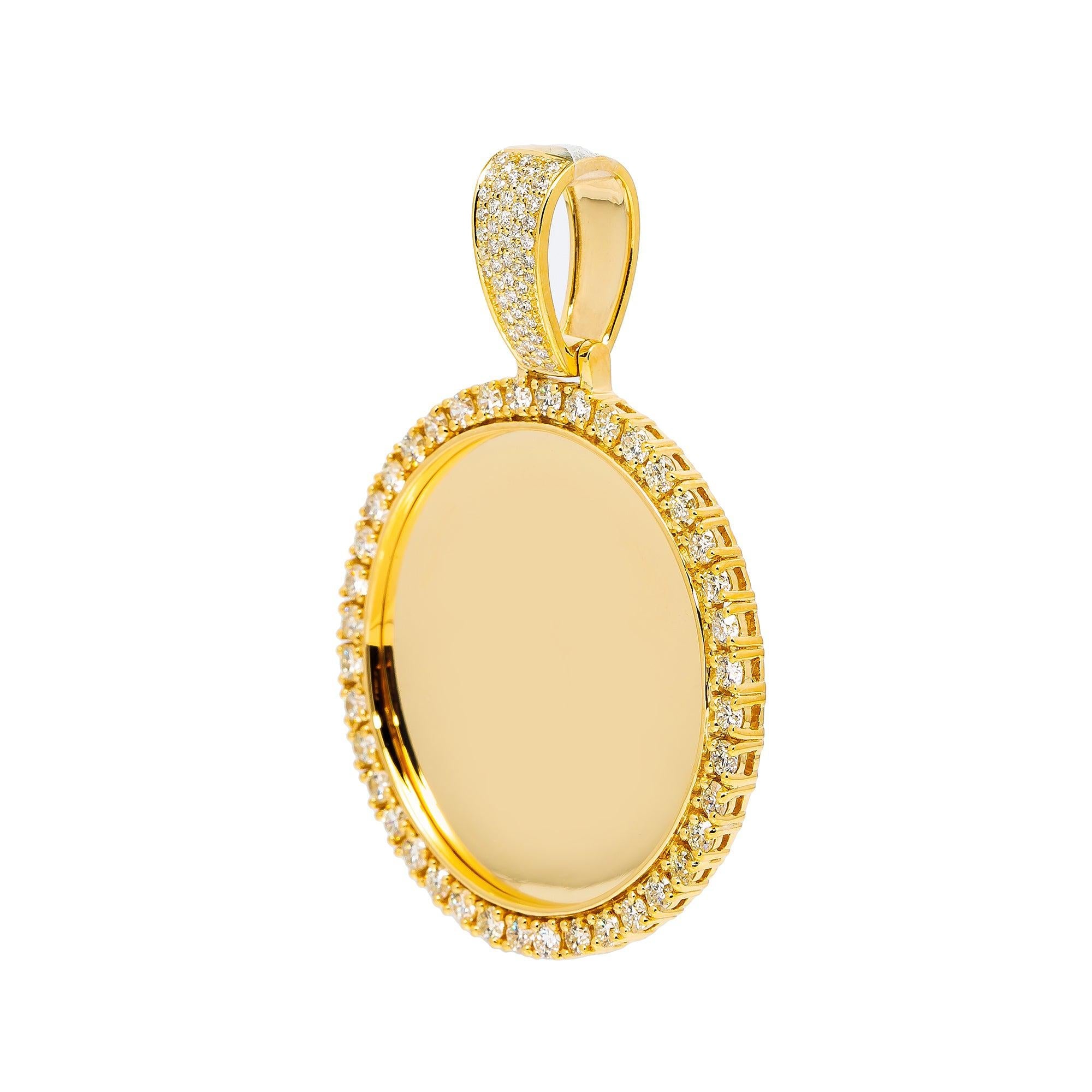 10K YELLOW GOLD CIRCLE PICTURE PENDANT WITH 2.85 CT DIAMONDS