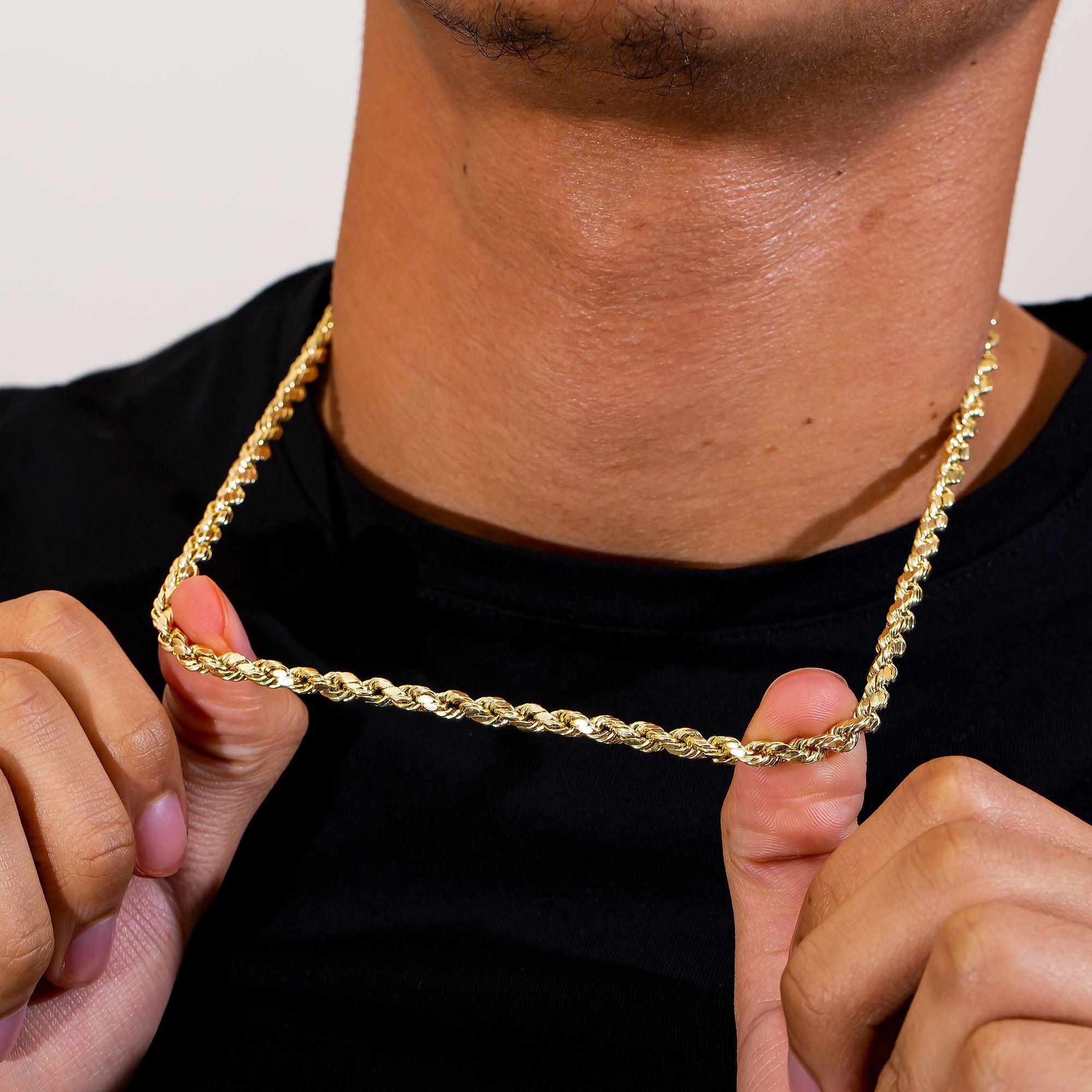 10K Yellow Gold 3.77mm Hollow Rope Chain Available In Sizes 18"-26"