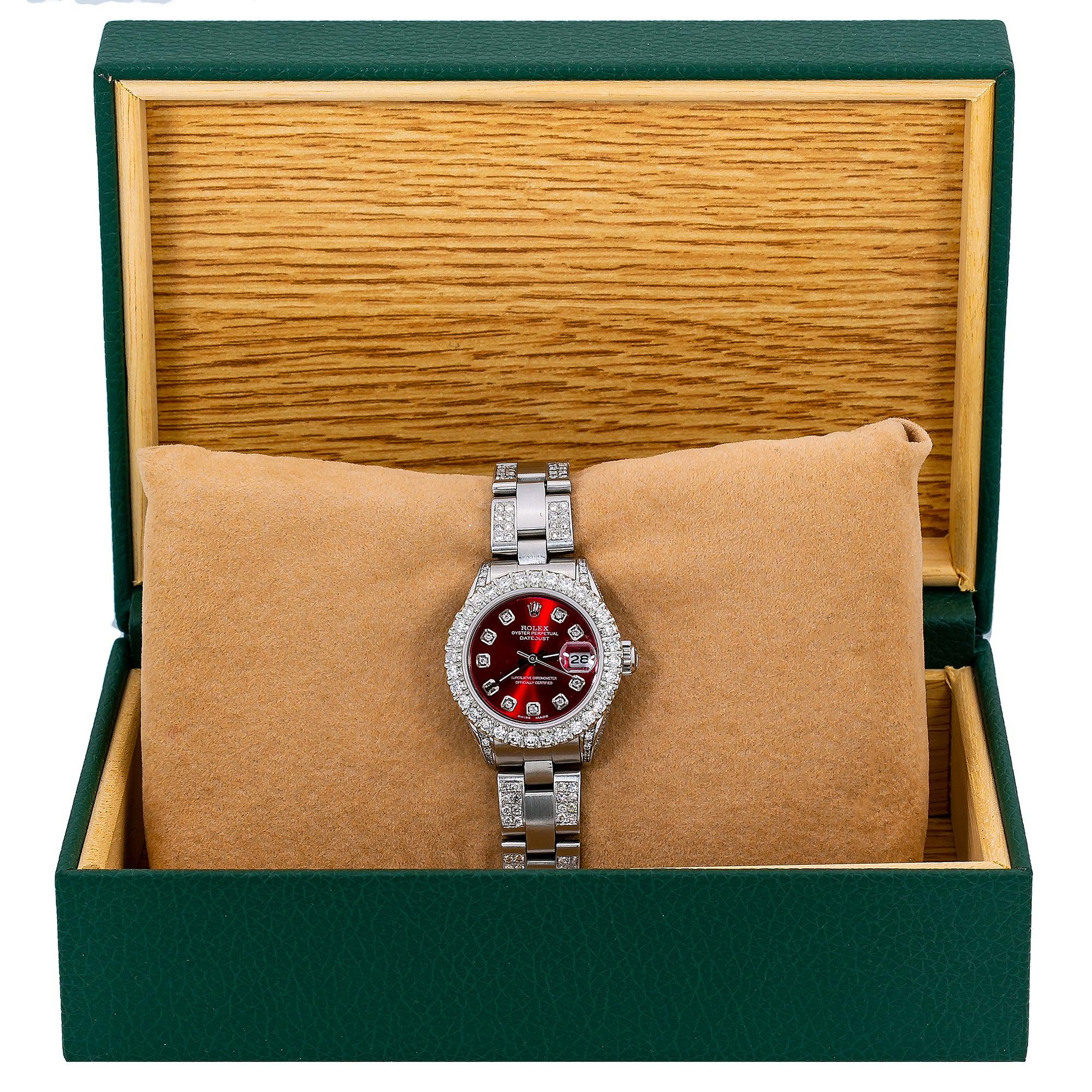 Rolex Lady-Datejust 6917 26MM Red Diamond Dial With 5.25 CT Diamonds