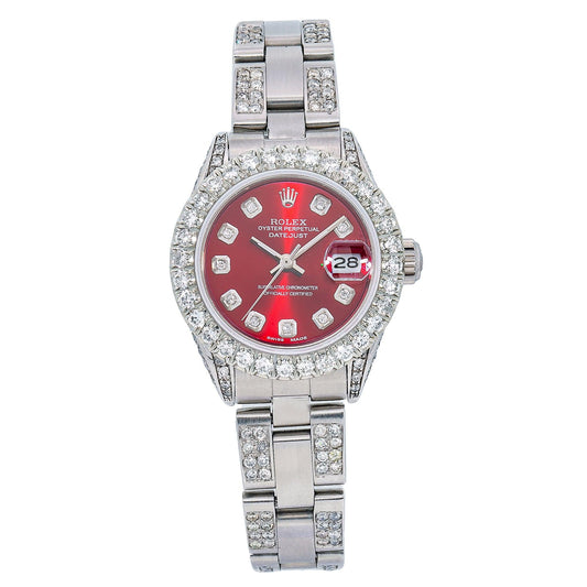 Rolex Lady-Datejust 6917 26MM Red Diamond Dial With 5.25 CT Diamonds