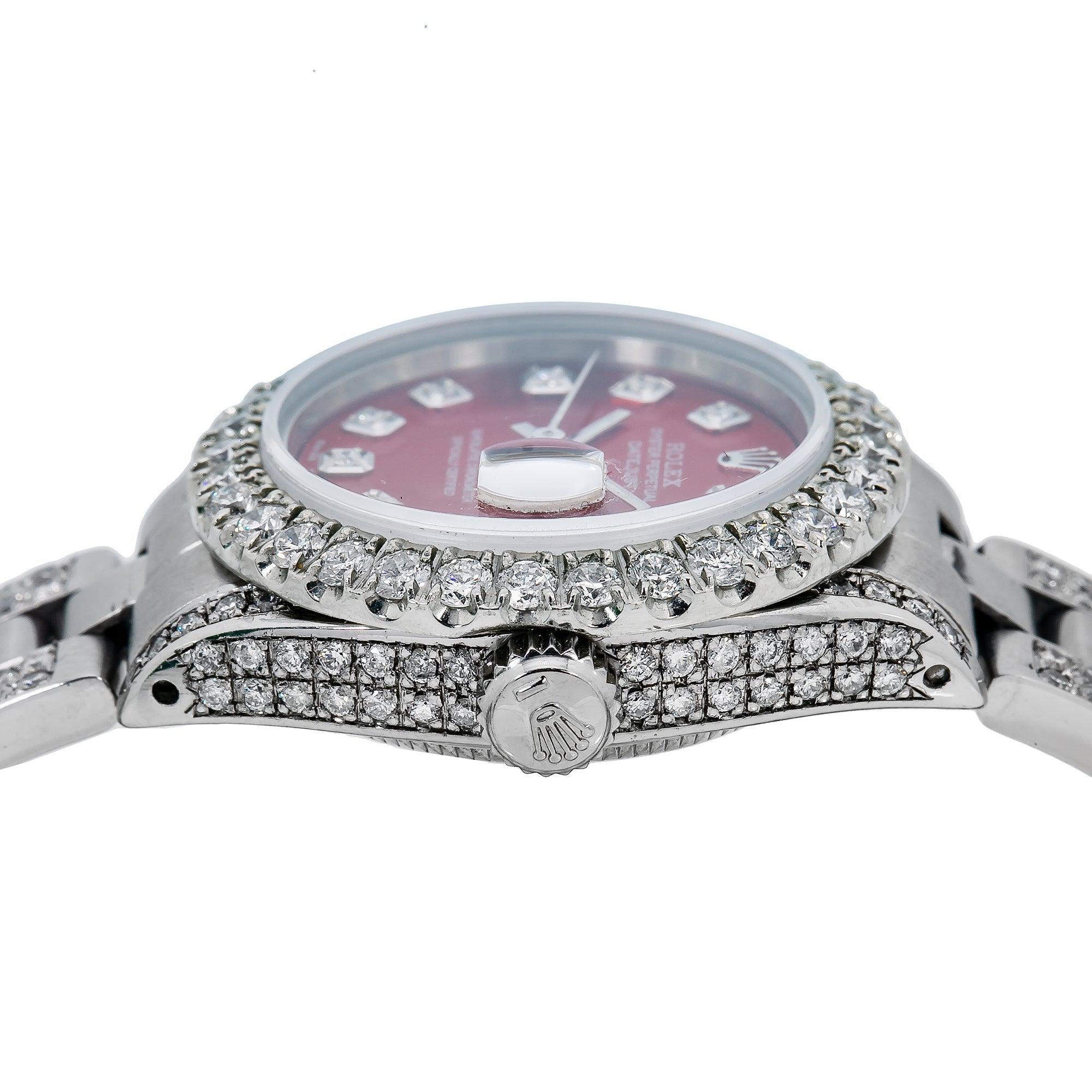 Rolex Lady-Datejust 6917 26MM Red Diamond Dial With 5.25 CT Diamonds