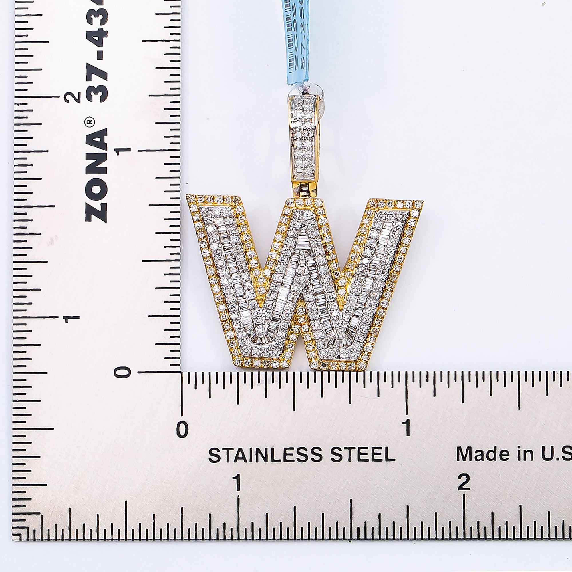 14K YELLOW GOLD W LETTER PENDANT WITH 1.00 CT BAGUETTE DIAMONDS