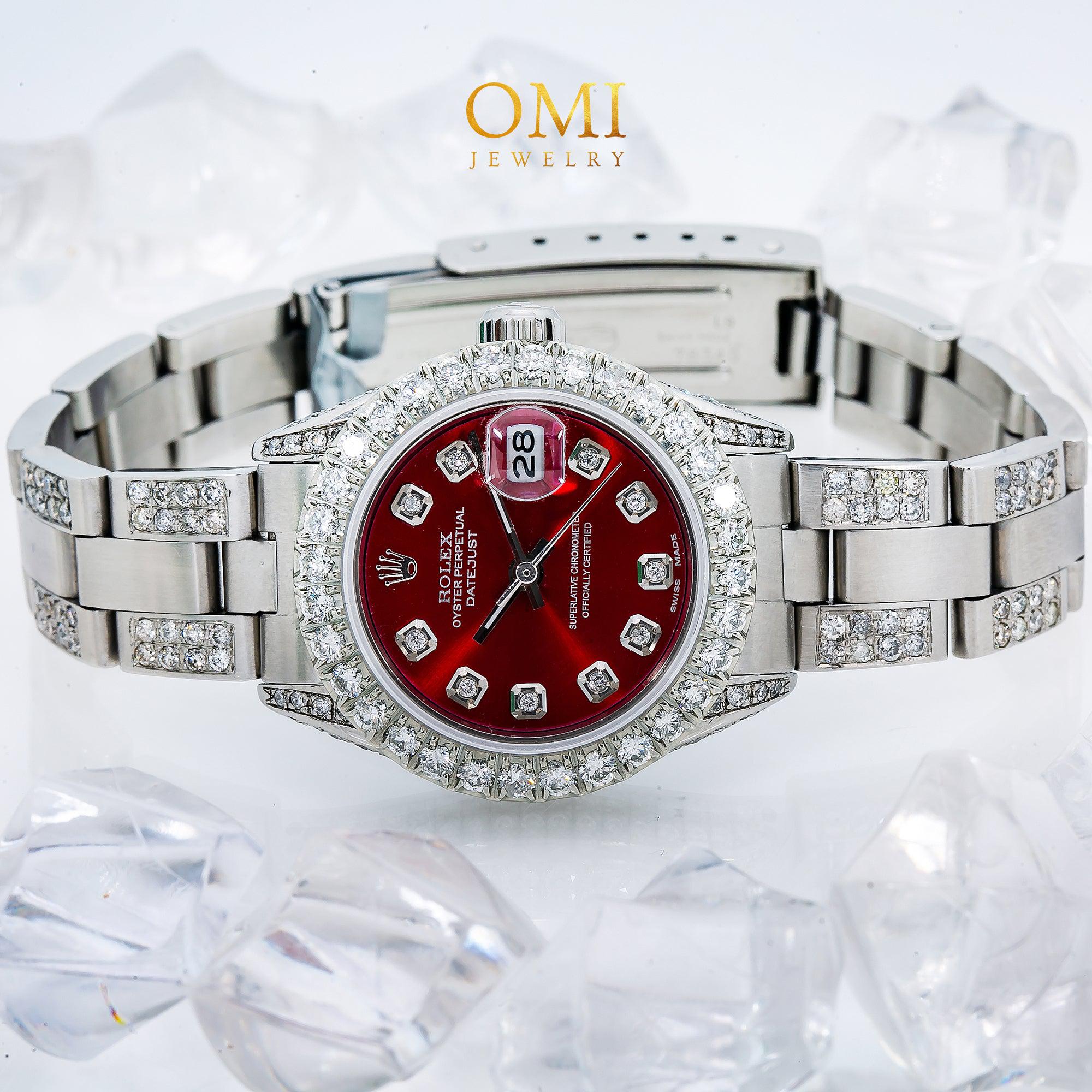 Rolex Lady-Datejust 6917 26MM Red Diamond Dial With 5.25 CT Diamonds