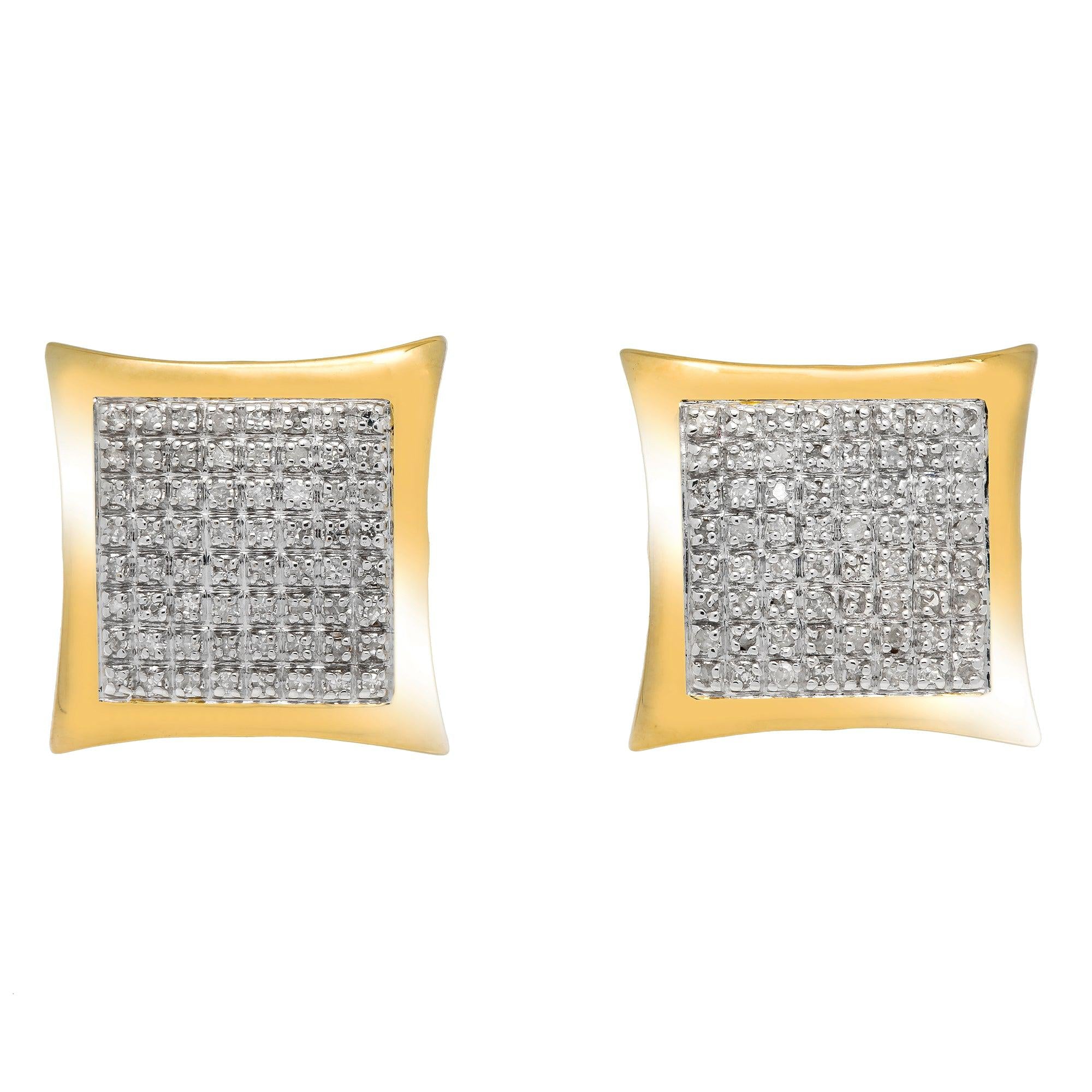 10K GOLD DIAMOND KITE DOME EARRINGS 0.40 CT