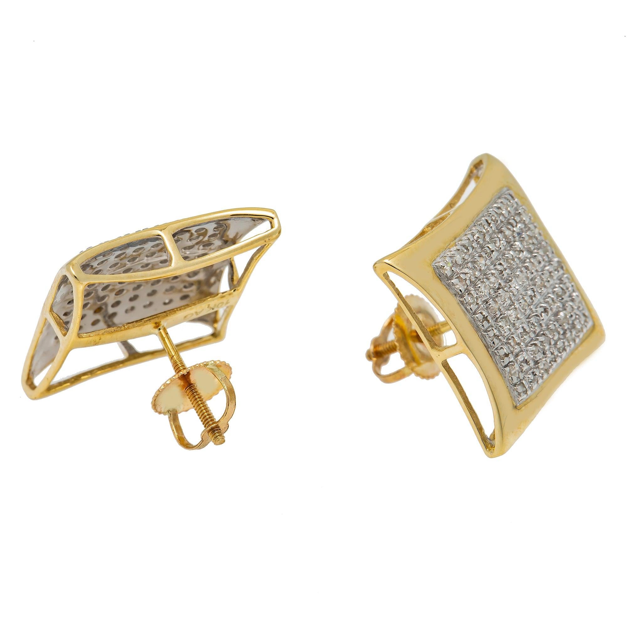 10K GOLD DIAMOND KITE DOME EARRINGS 0.40 CT