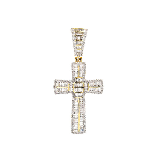 Unisex 14K Yellow Gold Cross Pendant with 1.26 CT Diamonds