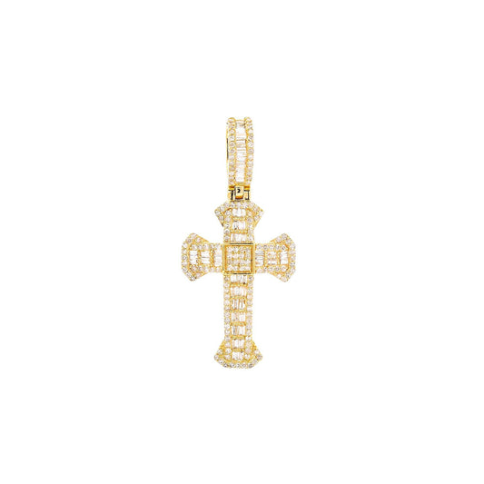 Unisex 14K Yellow Gold Cross Pendant with 0.66 CT Diamonds