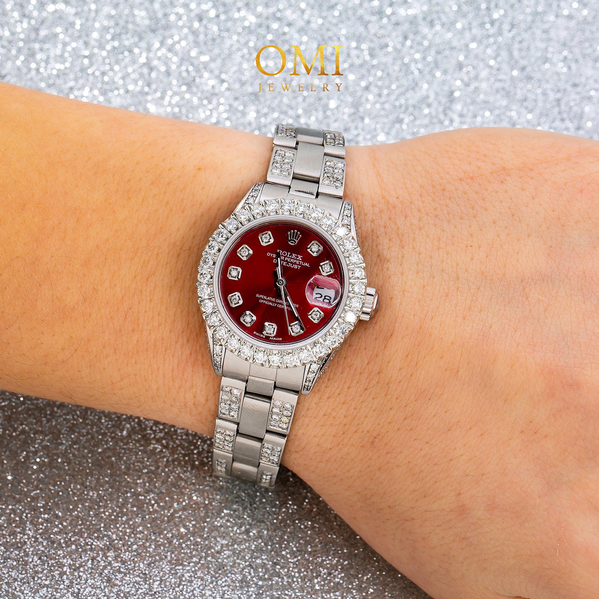 Rolex Lady-Datejust 6917 26MM Red Diamond Dial With 5.25 CT Diamonds