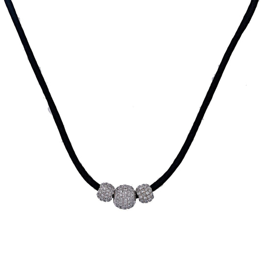 10K White Gold Diamond Necklace 17"