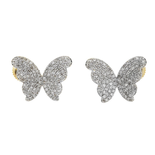 10K GOLD DIAMOND BUTTERFLY EARRINGS 0.75 CT