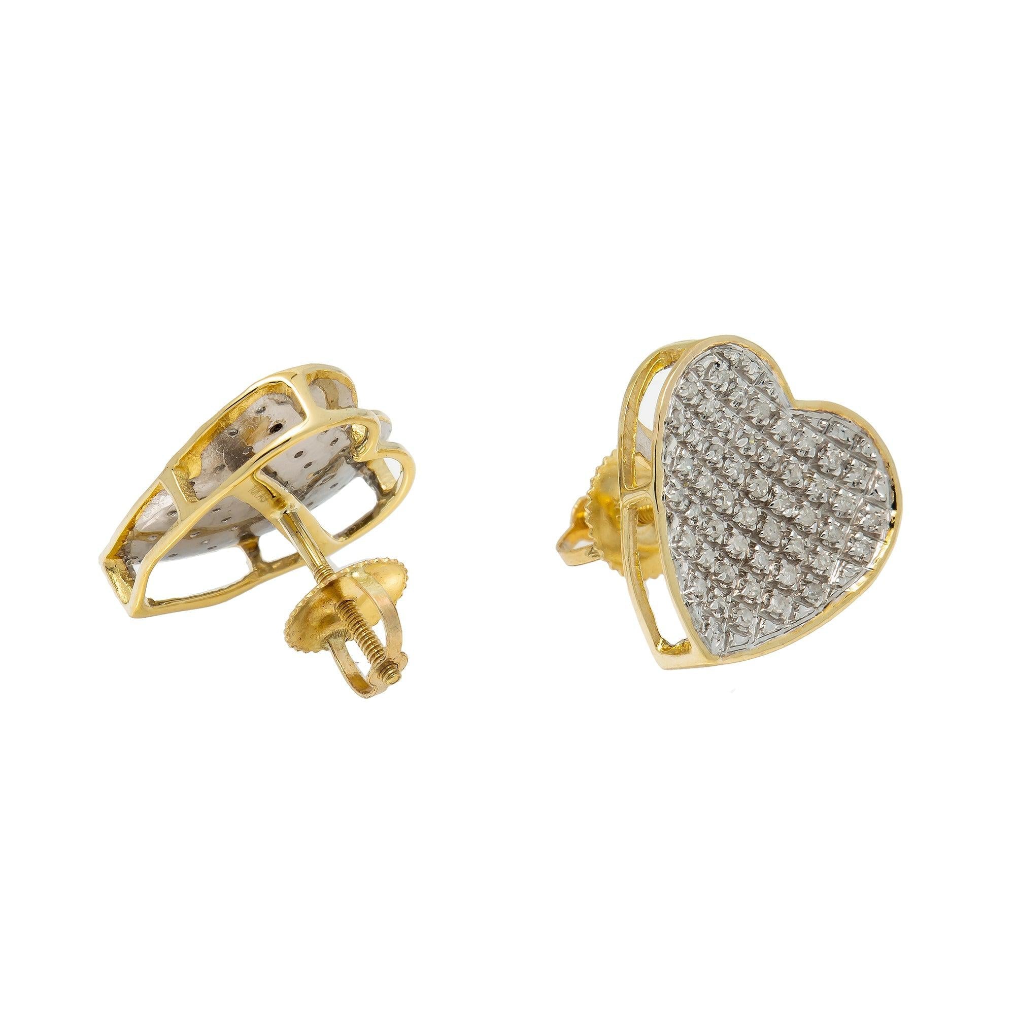 10K GOLD DIAMOND INVERTED HEART EARRINGS 0.30 CT