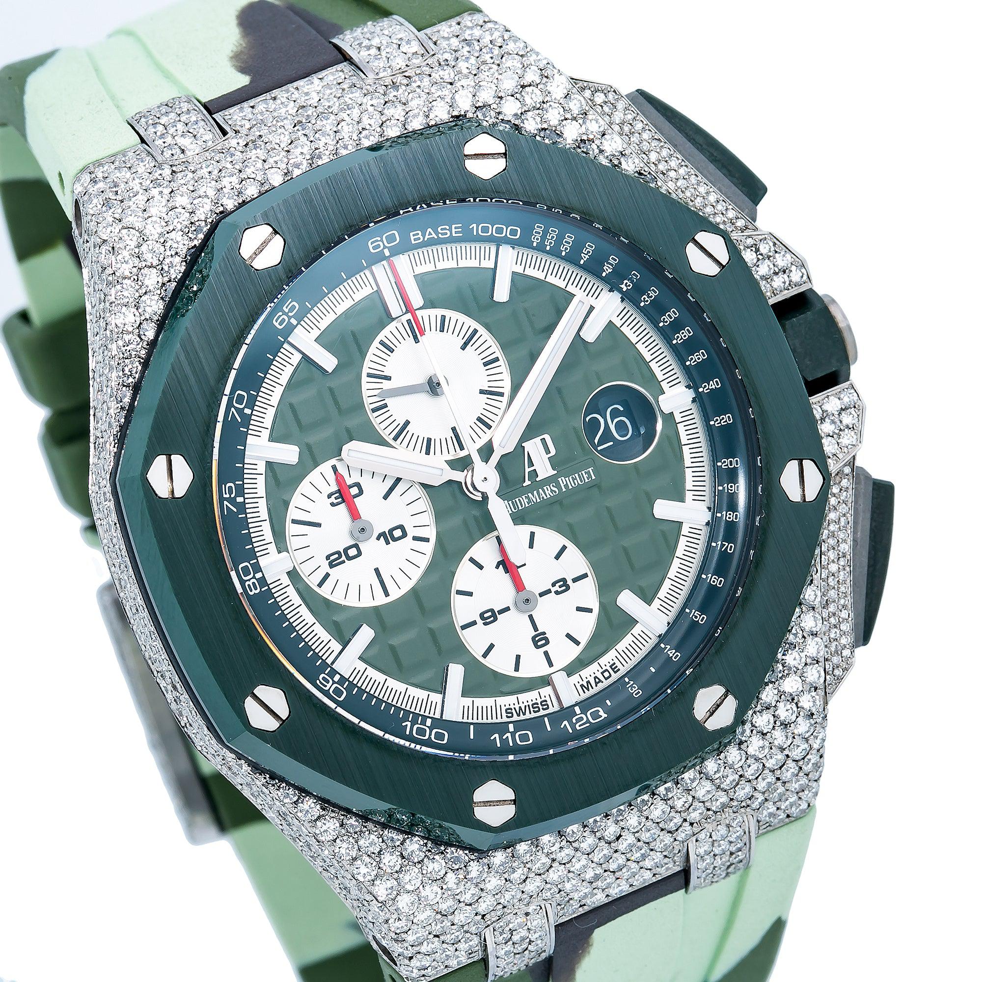Audemars Piguet Royal Oak Offshore Chronograph 26400SO 44MM Green Dial With 7.25 CT Diamonds