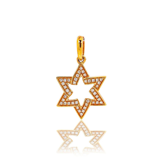 Unisex 18K Rose Gold Magen David Pendant 0.12 CT Diamond's
