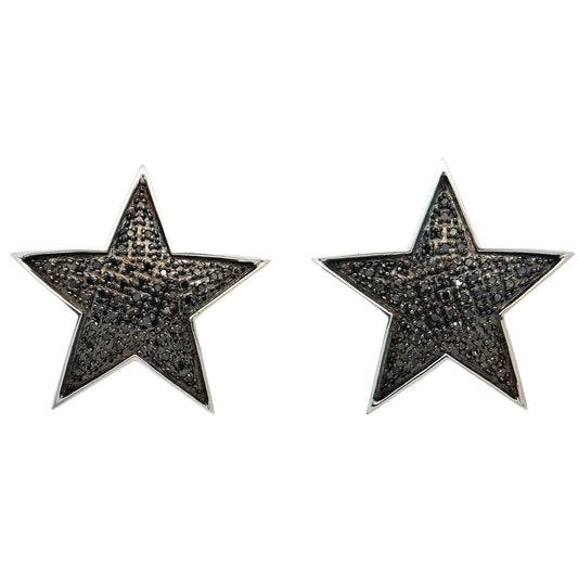 10K GOLD BLACK DIAMOND STAR EARRINGS 0.50 CT