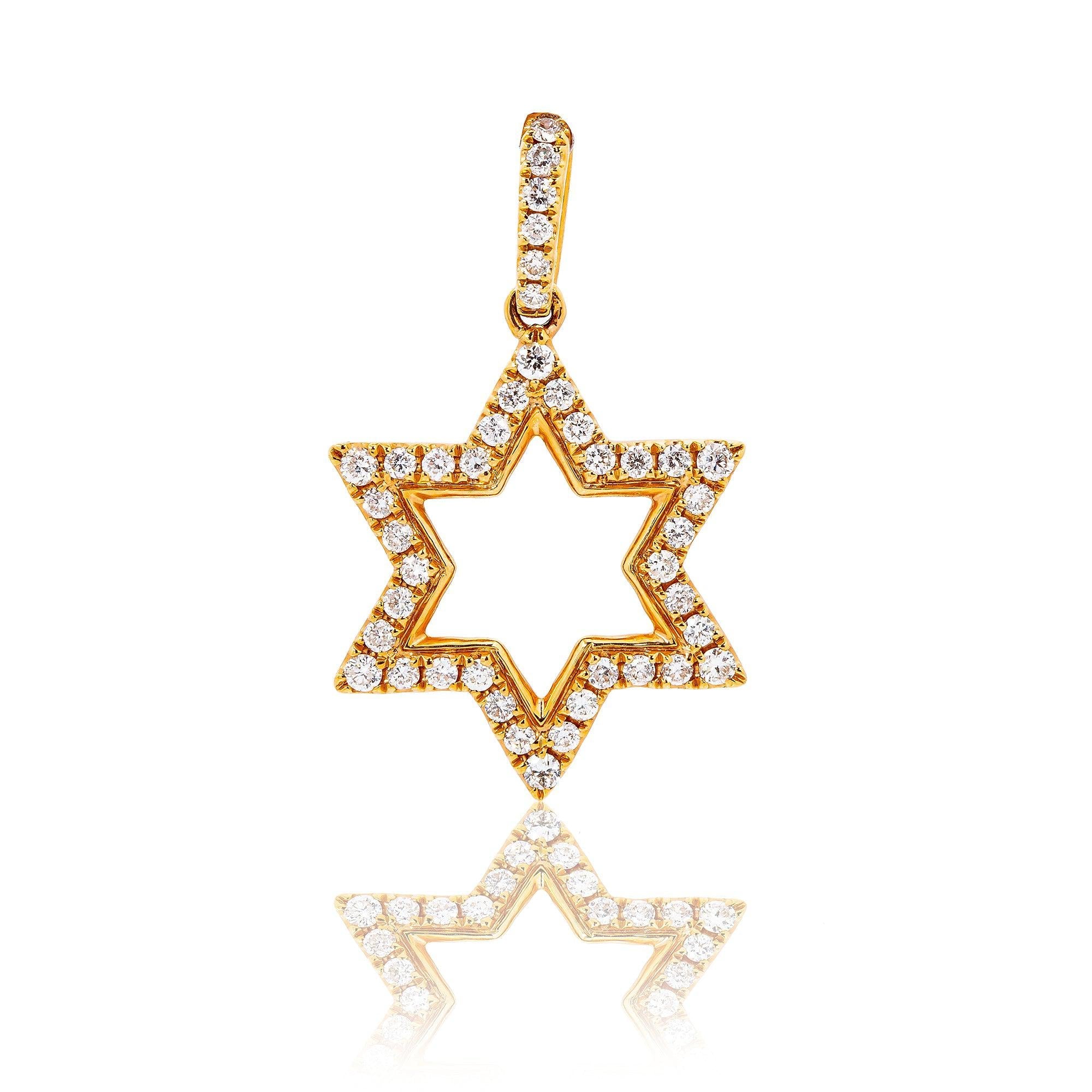 Unisex 18K Rose Gold Magen David Pendant 0.36 CT Diamonds
