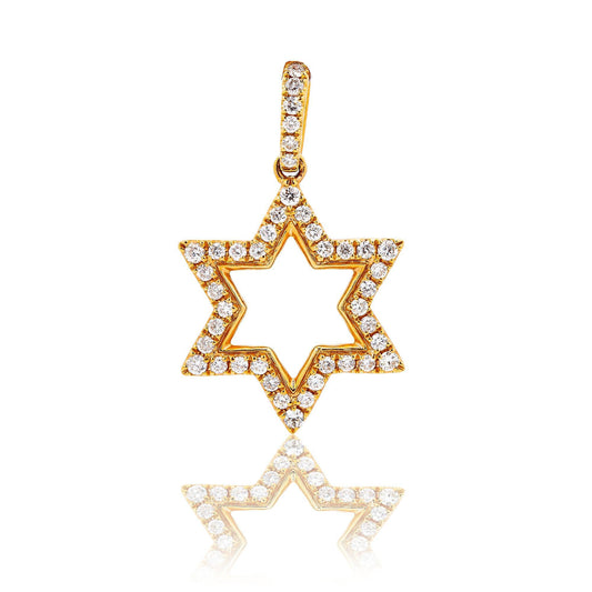 Unisex 18K Rose Gold Magen David Pendant 0.36 CT Diamonds