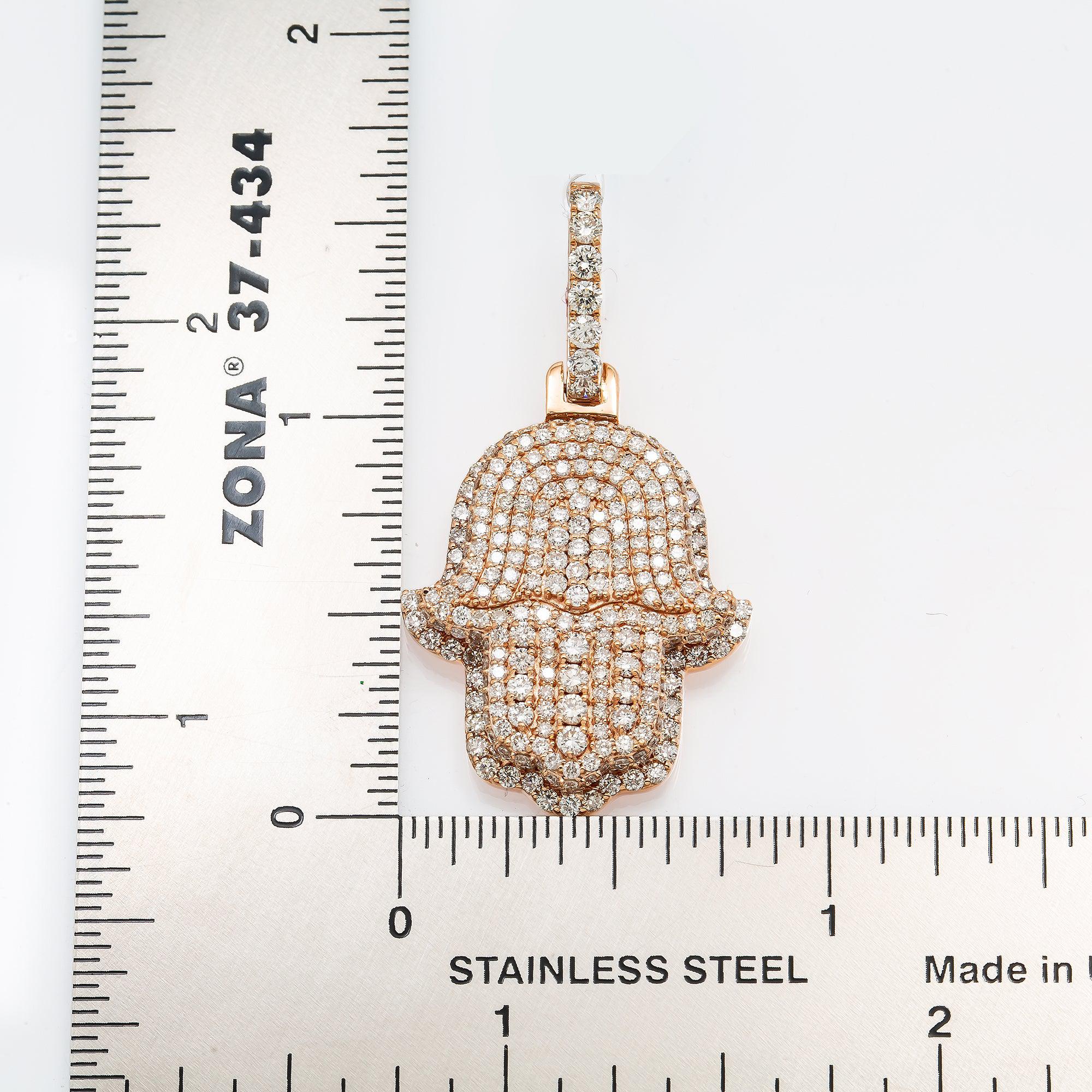 14K GOLD DIAMOND 3D HAMSA PENDANT 2.5 CT