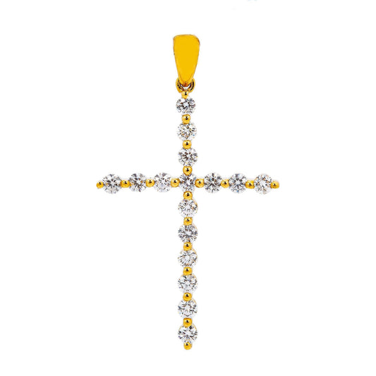 Unisex 18K Yellow Gold Cross Pendant with 0.77 CT Diamonds