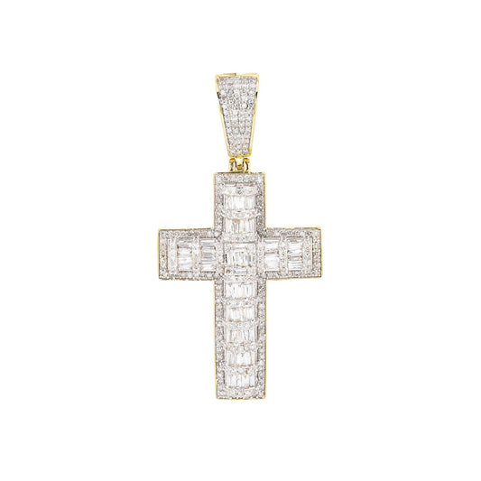 Unisex 14K Yellow Gold Cross Pendant with 1.43 CT Diamonds