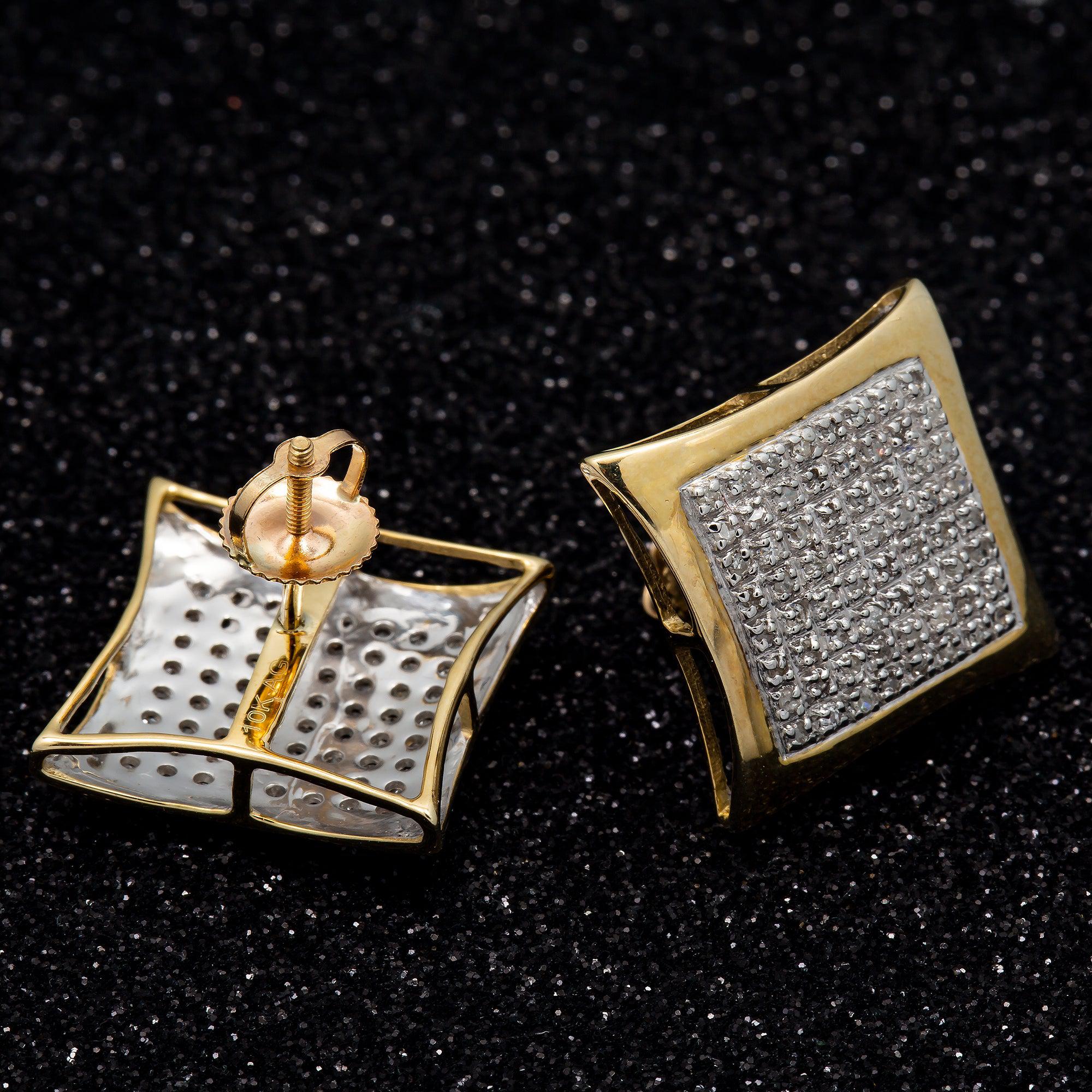 10K GOLD DIAMOND KITE DOME EARRINGS 0.40 CT