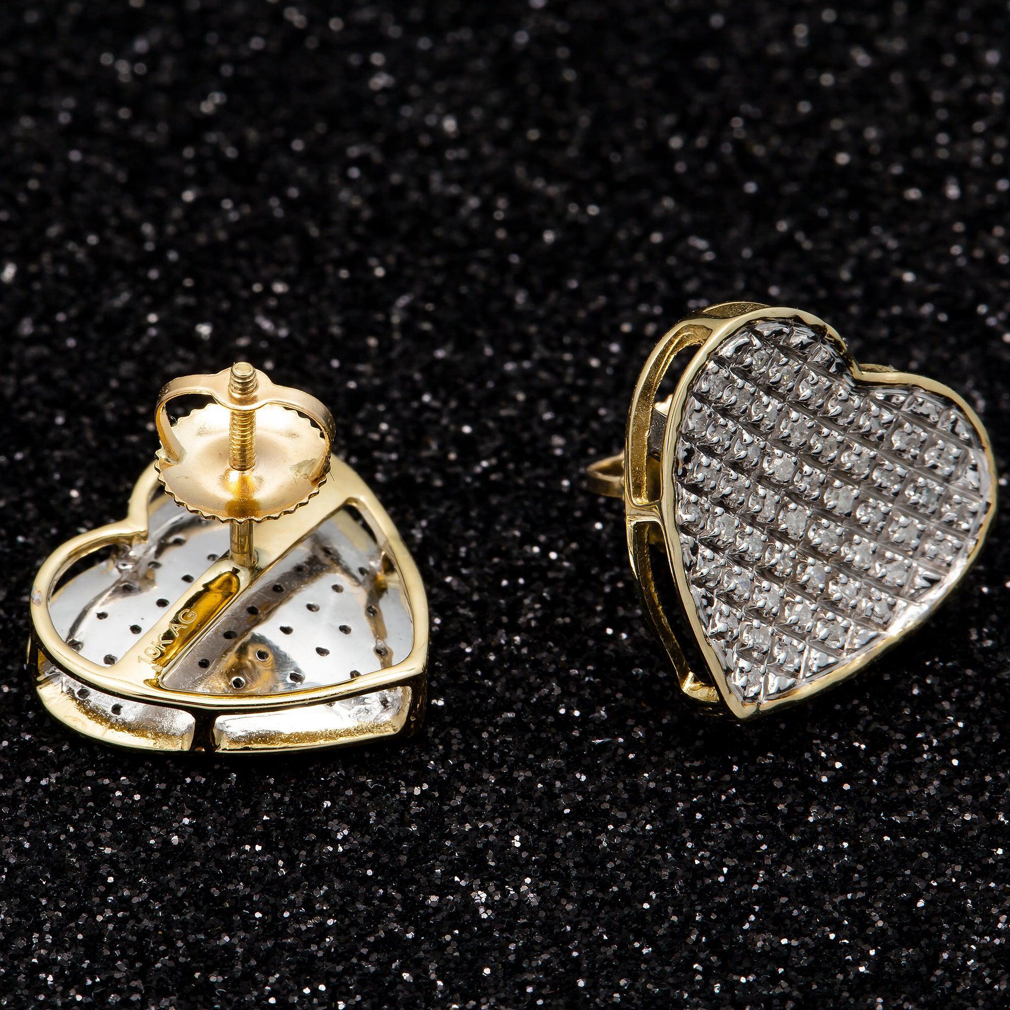 10K GOLD DIAMOND INVERTED HEART EARRINGS 0.30 CT