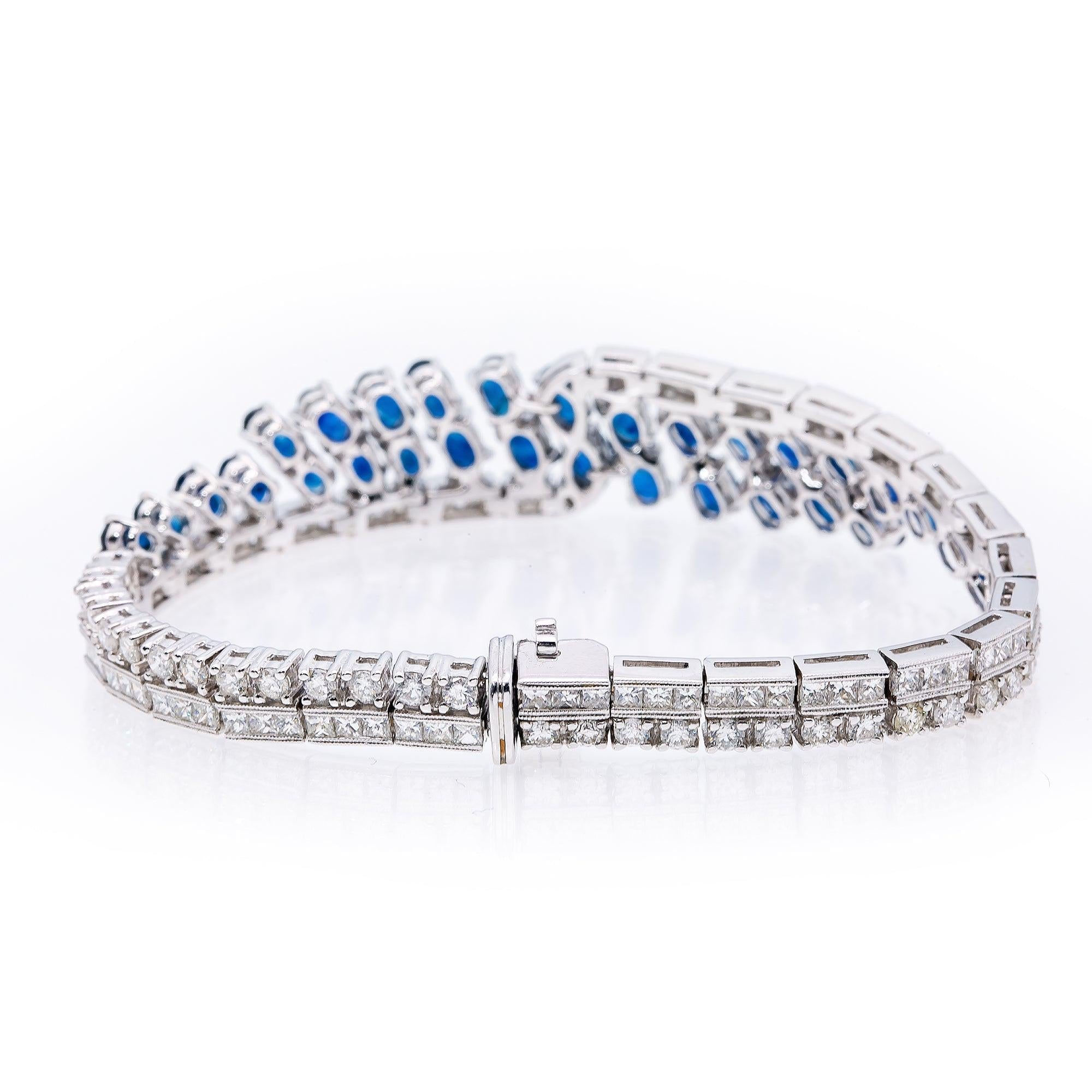 18K WHITE GOLD GEMSTONE BRACELET WITH 2.68 CT DIAMONDS AND 8.94 CT SAPPHIRE