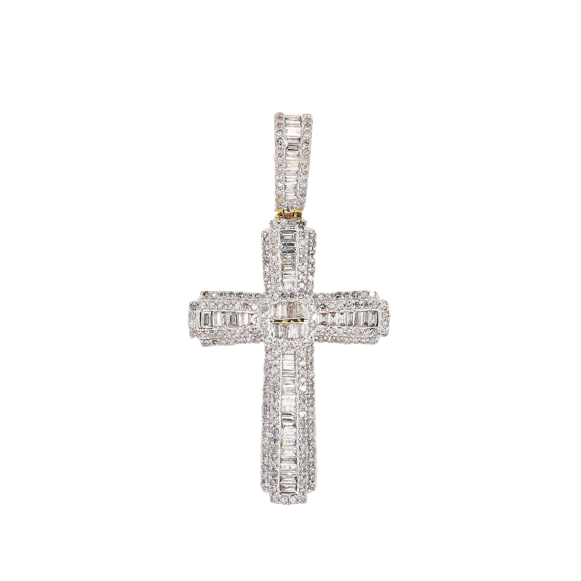 Unisex 14K Yellow Gold Cross Pendant with 1.08 CT Diamonds