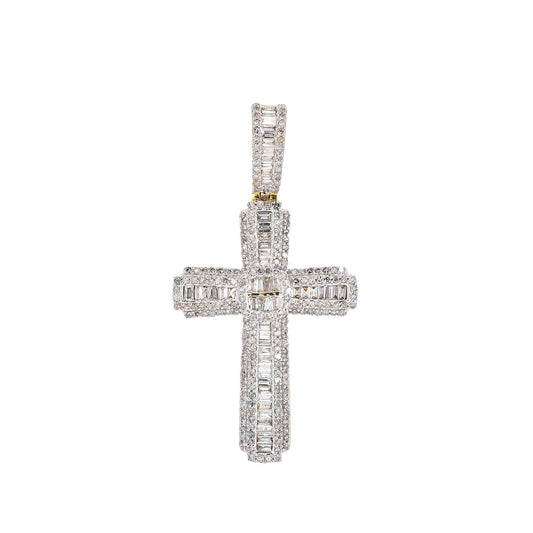 Unisex 14K Yellow Gold Cross Pendant with 1.08 CT Diamonds
