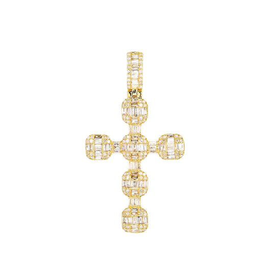 Unisex 14K Yellow Gold Cross Pendant with 1.24 CT Diamonds