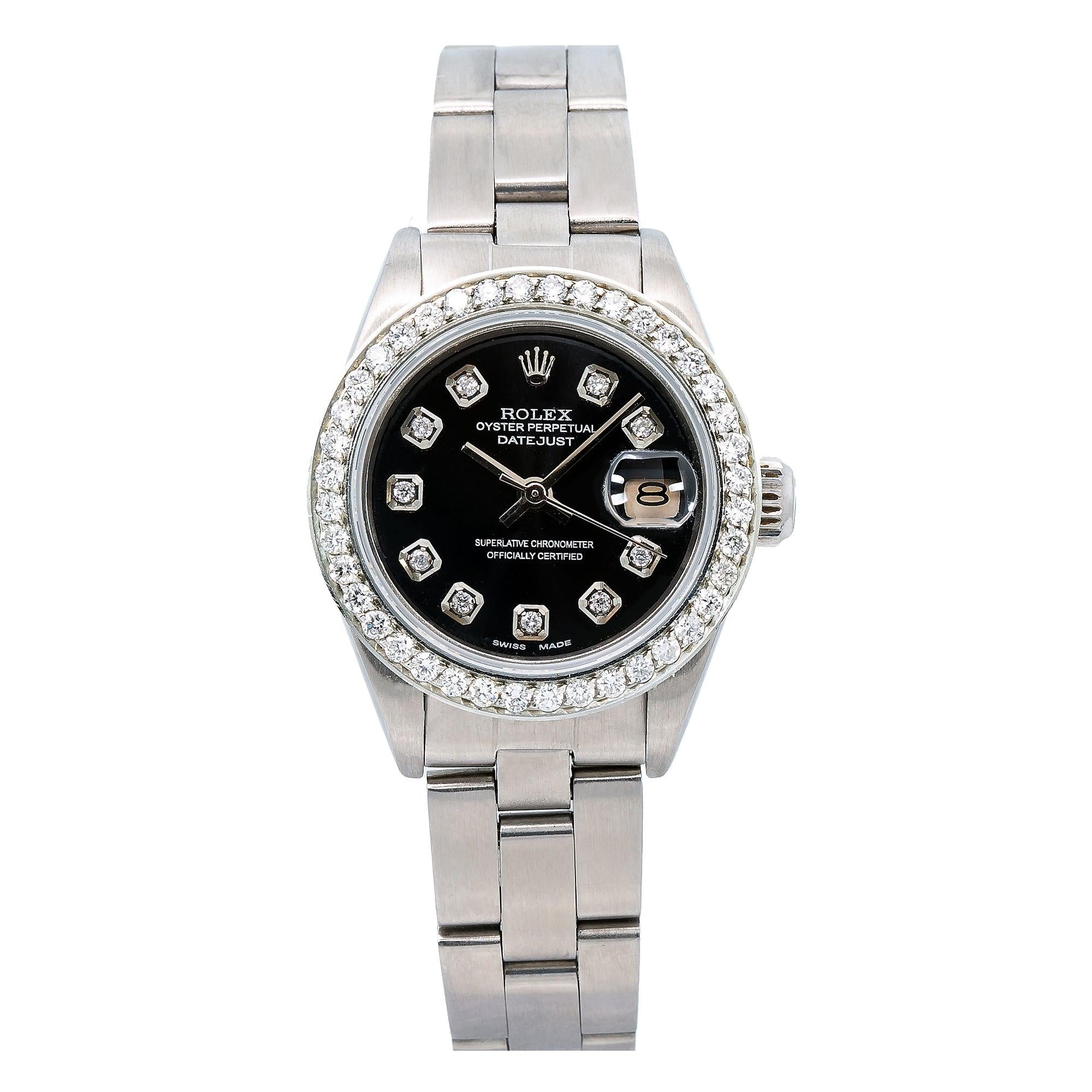 Rolex Lady-Datejust 6917 26MM Black Diamond Dial With Stainless Steel Bracelet