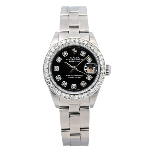 Rolex Lady-Datejust 6917 26MM Black Diamond Dial With Stainless Steel Bracelet