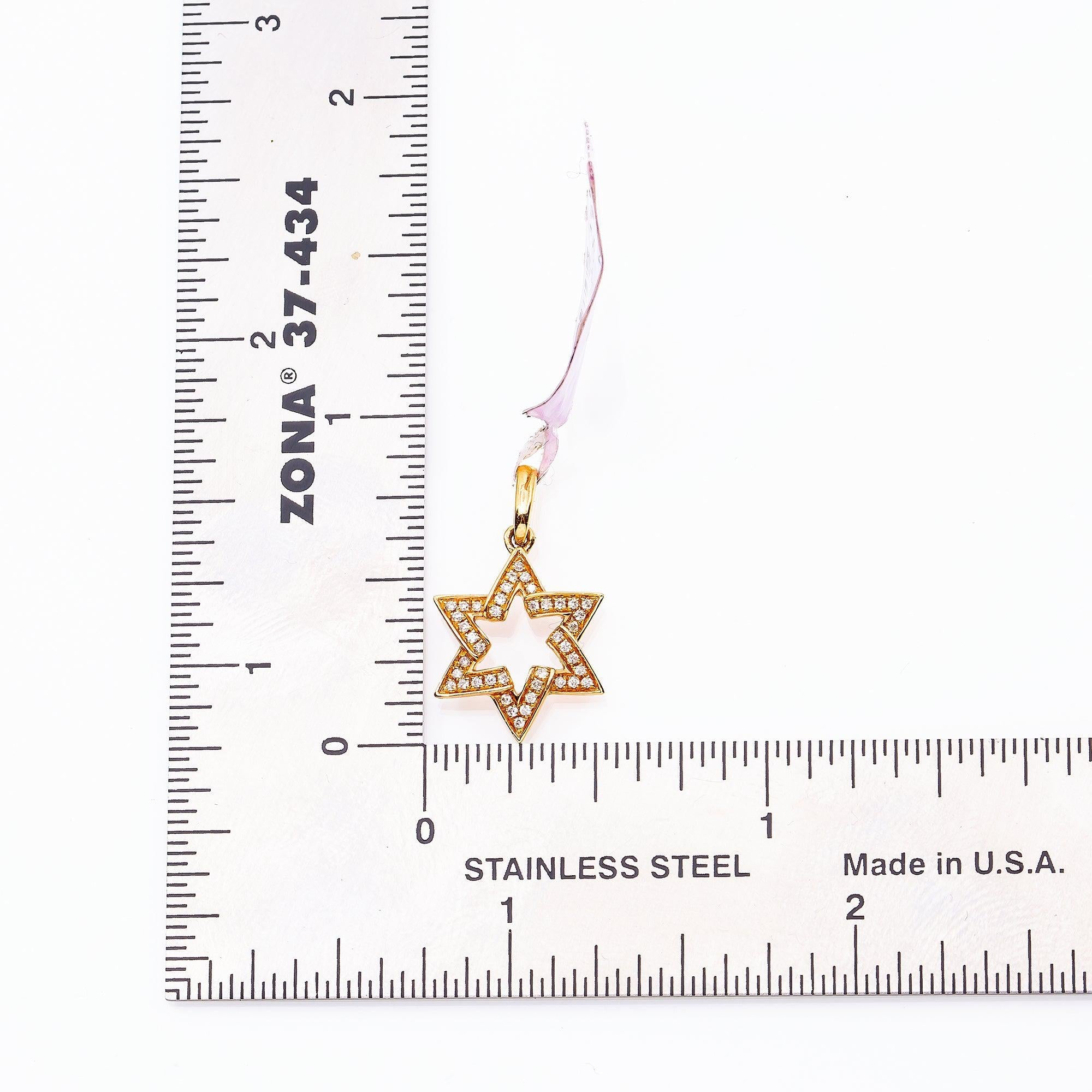 Unisex 18K Rose Gold Magen David Pendant 0.12 CT Diamond's