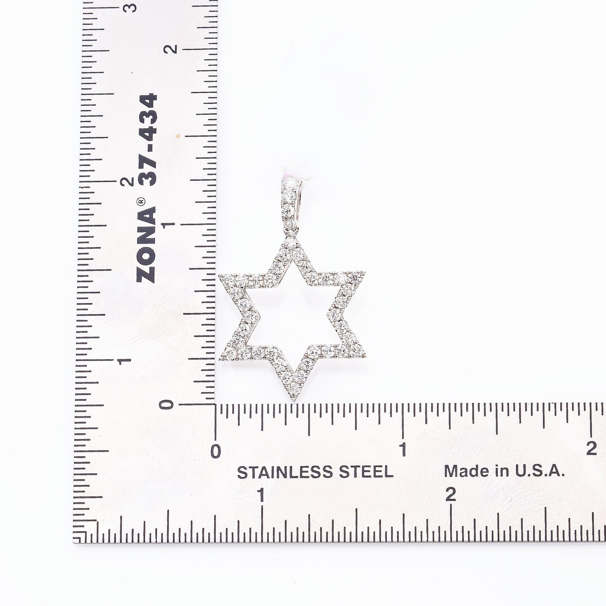 Unisex 18K White Gold Magen David Pendant 1.00 CT Diamonds